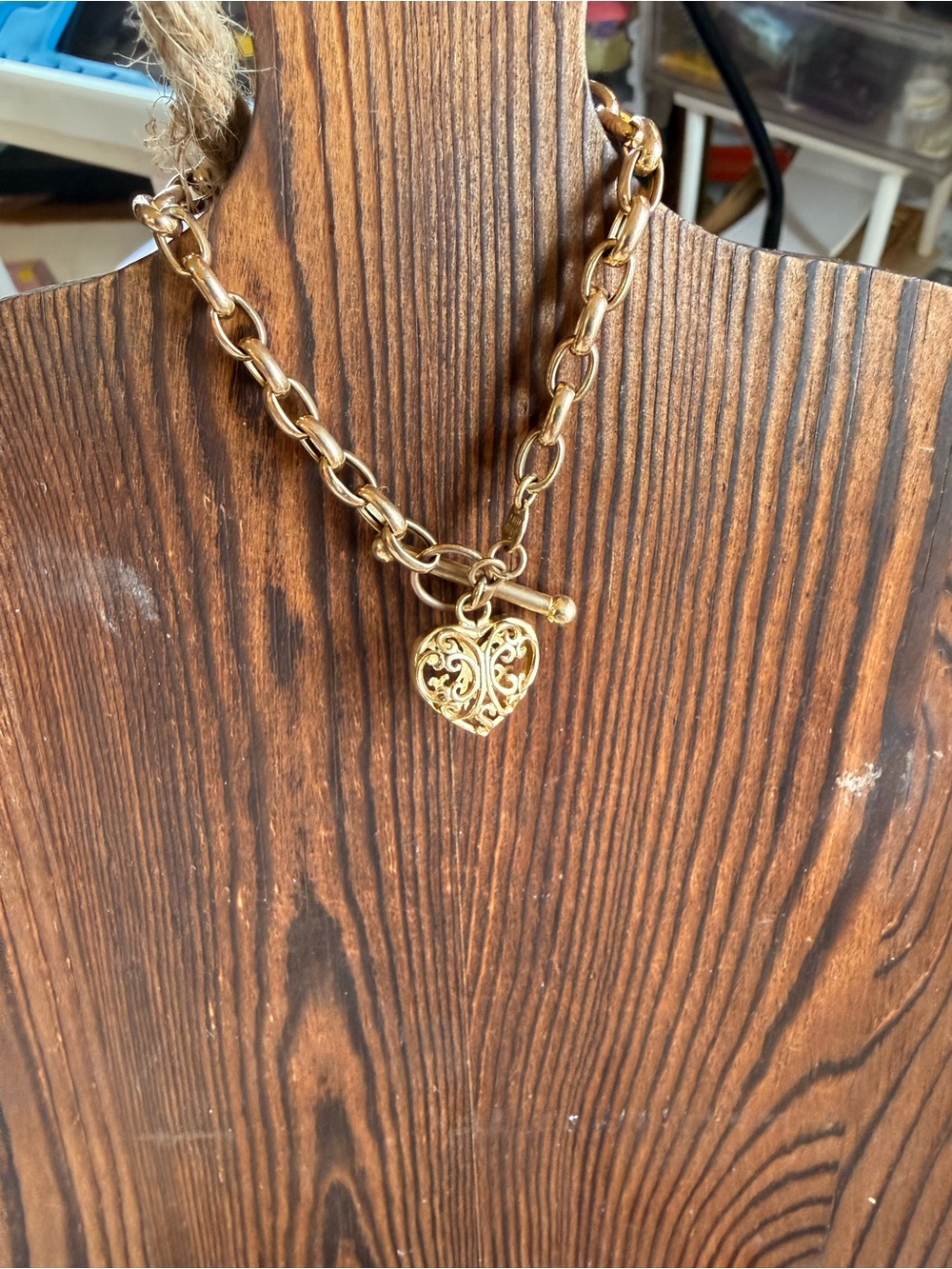 Gold Heart Pendant Toggle Necklace - Women's Jewelry